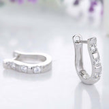 1Pair Fashion Silvering Nice White Gemstones Women&#39s Hoop Earrings