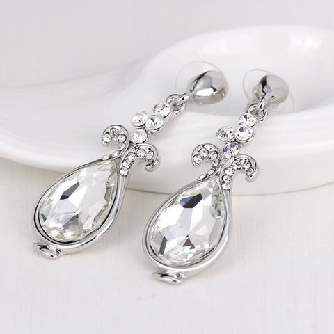 1Pair Elegant Women Crystal Rhinestone Flower Ear Stud Earrings Fashion Jewelry