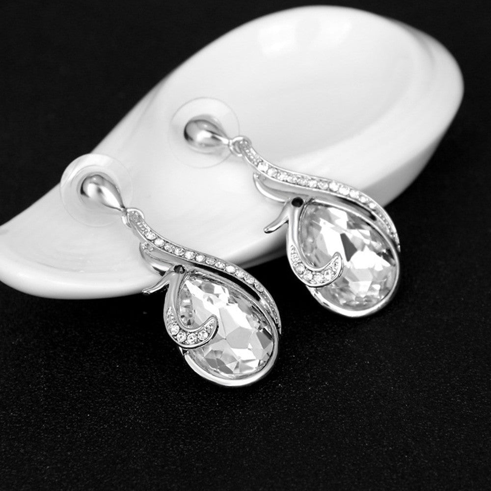 1Pair Elegant Women Crystal Rhinestone Flower Ear Stud Earrings Fashion Jewelry