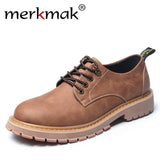 Merkmak New Fashion Italian Men Shoes Luxury Classic Men Leather Shoes Men Oxfords Designer Waterproof Martin Outdoor Footwear